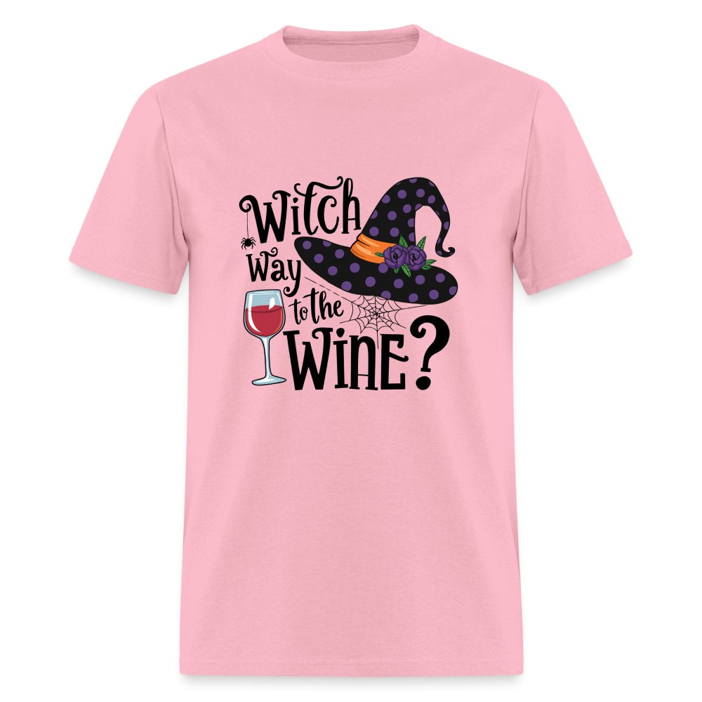 Witch Way To the Wine (Halloween Party Humor) T-Shirt - pink