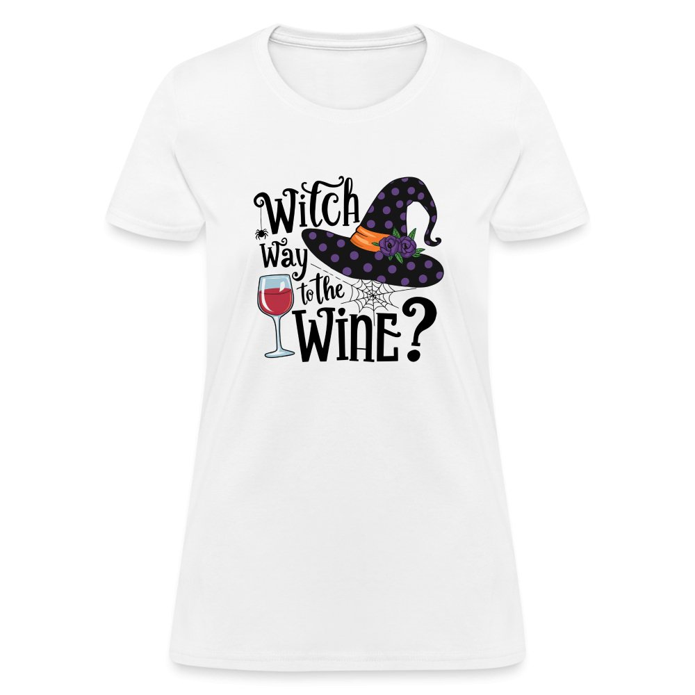 Witch Way To the Wine (Halloween Party Humor) Women's Contoured T-Shirt - heather gray