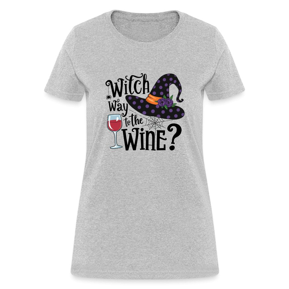 Witch Way To the Wine (Halloween Party Humor) Women's Contoured T-Shirt - heather gray