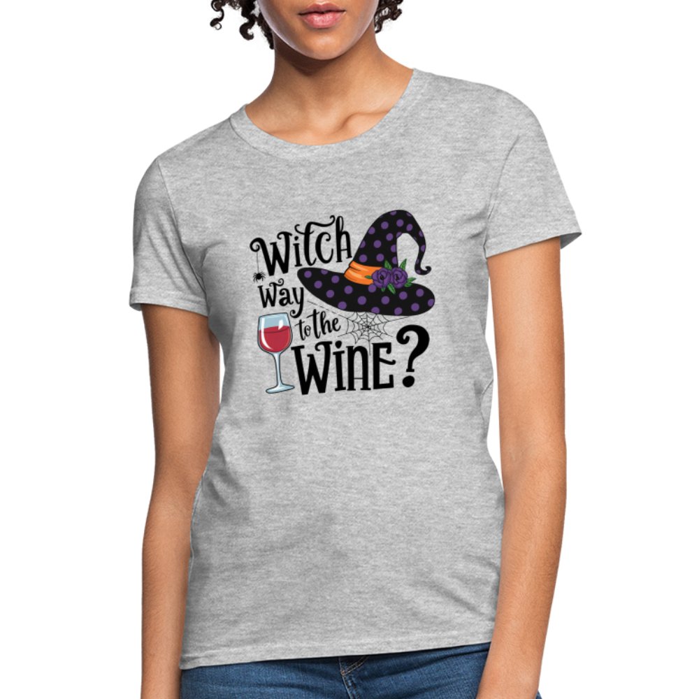 Witch Way To the Wine (Halloween Party Humor) Women's Contoured T-Shirt - heather gray