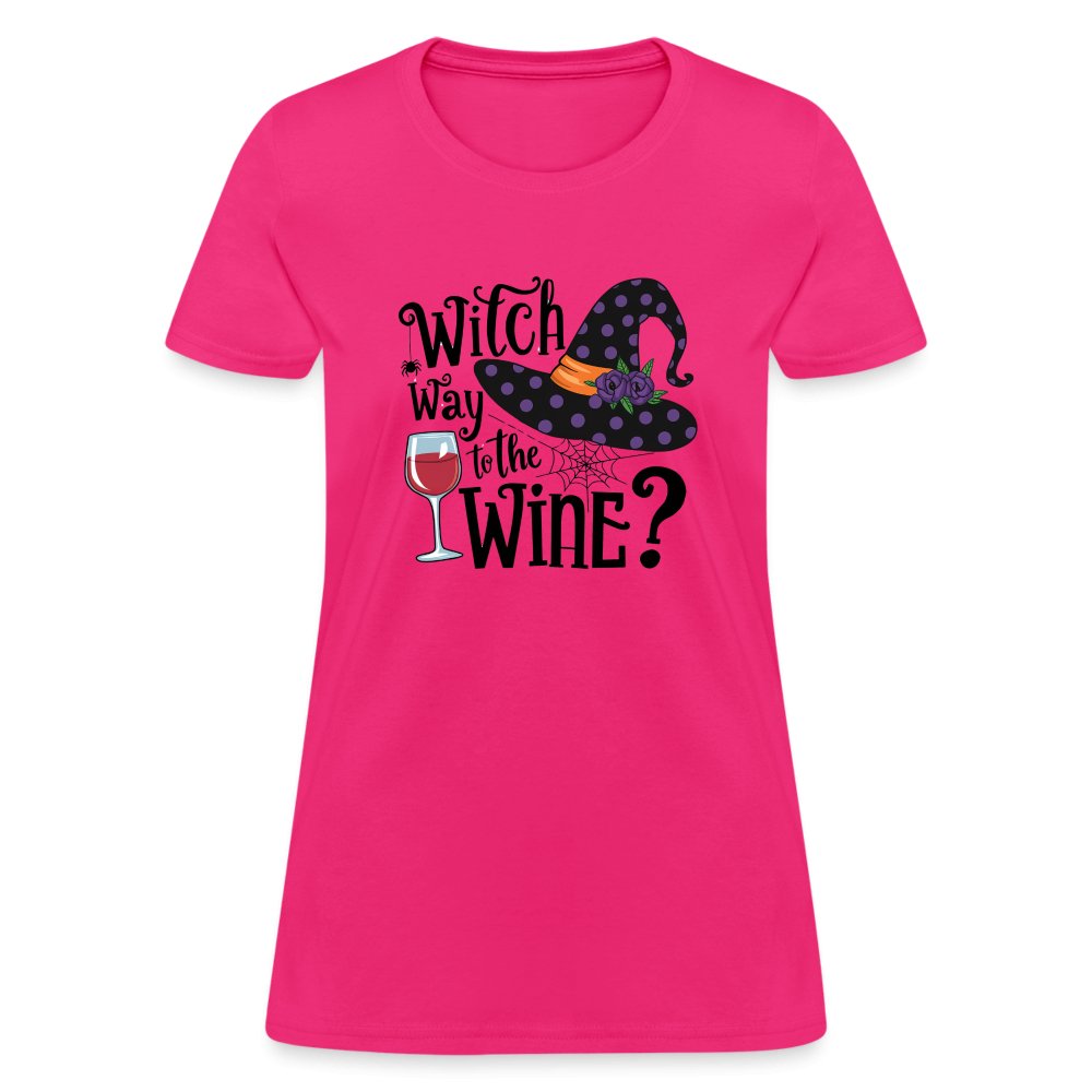 Witch Way To the Wine (Halloween Party Humor) Women's Contoured T-Shirt - red