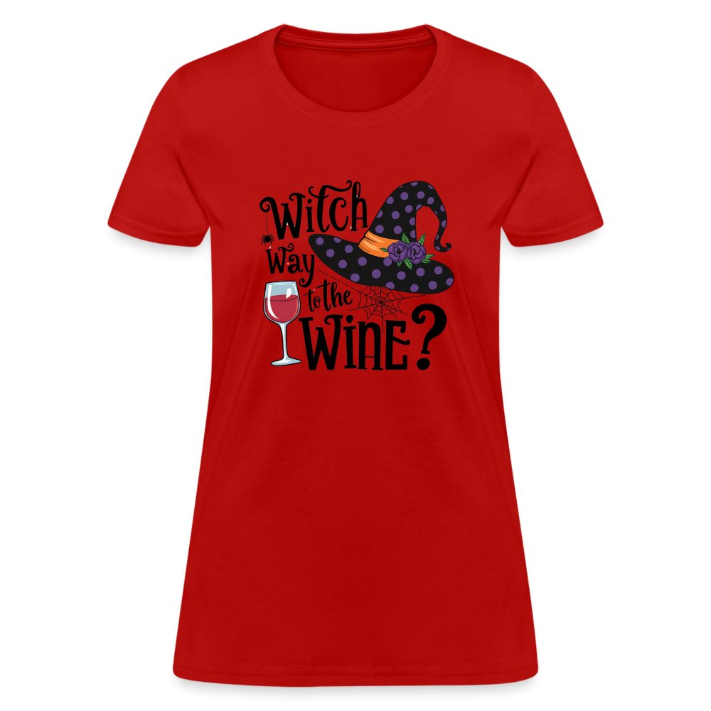 Witch Way To the Wine (Halloween Party Humor) Women's Contoured T-Shirt - white