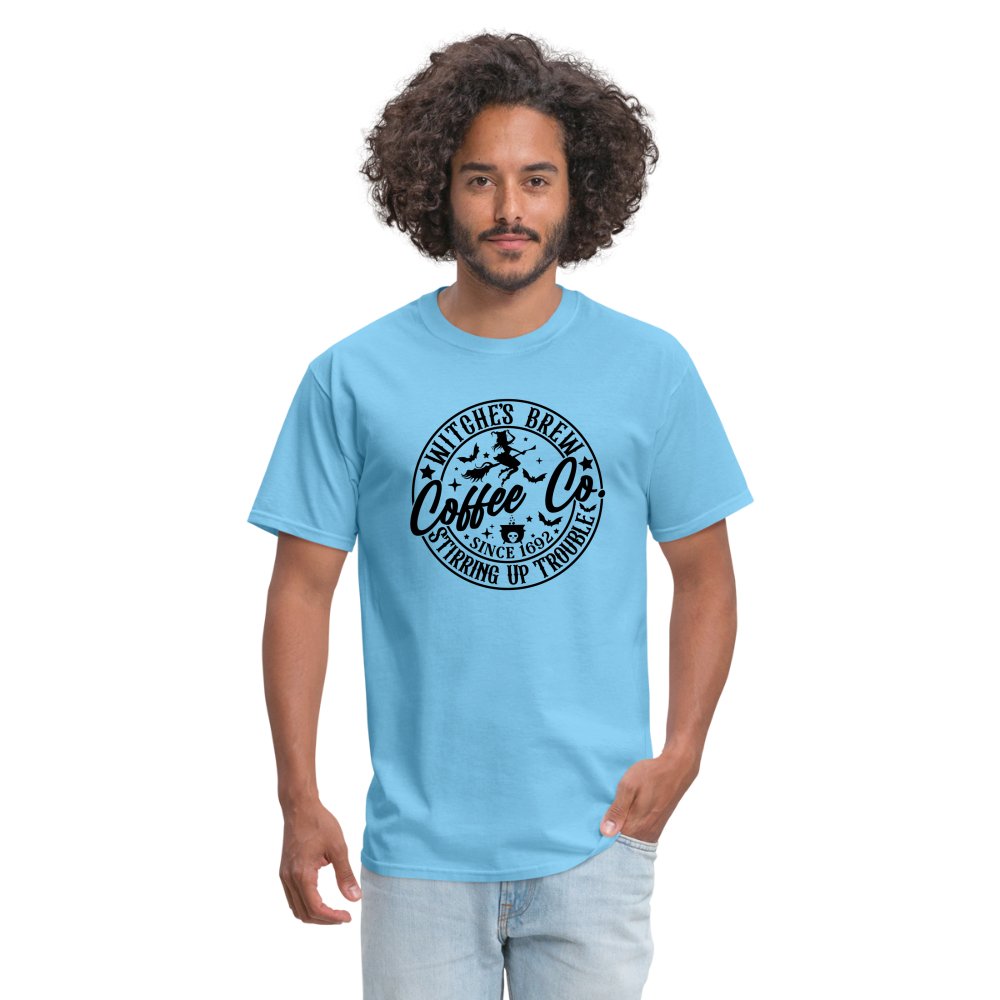 Witches Brew Coffee Co, Stirring Up Trouble Since 1692 T-Shirt - aquatic blue