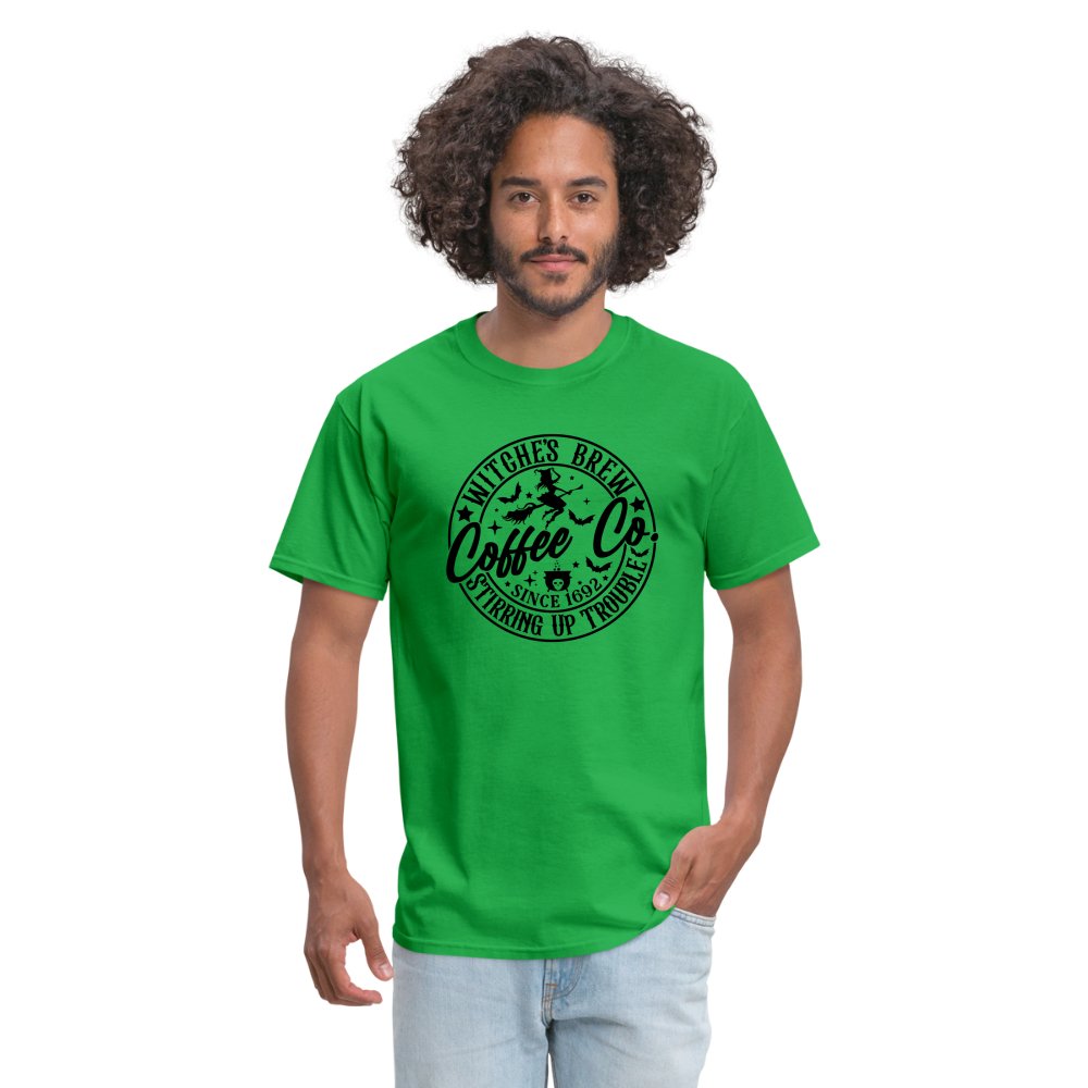 Witches Brew Coffee Co, Stirring Up Trouble Since 1692 T-Shirt - bright green