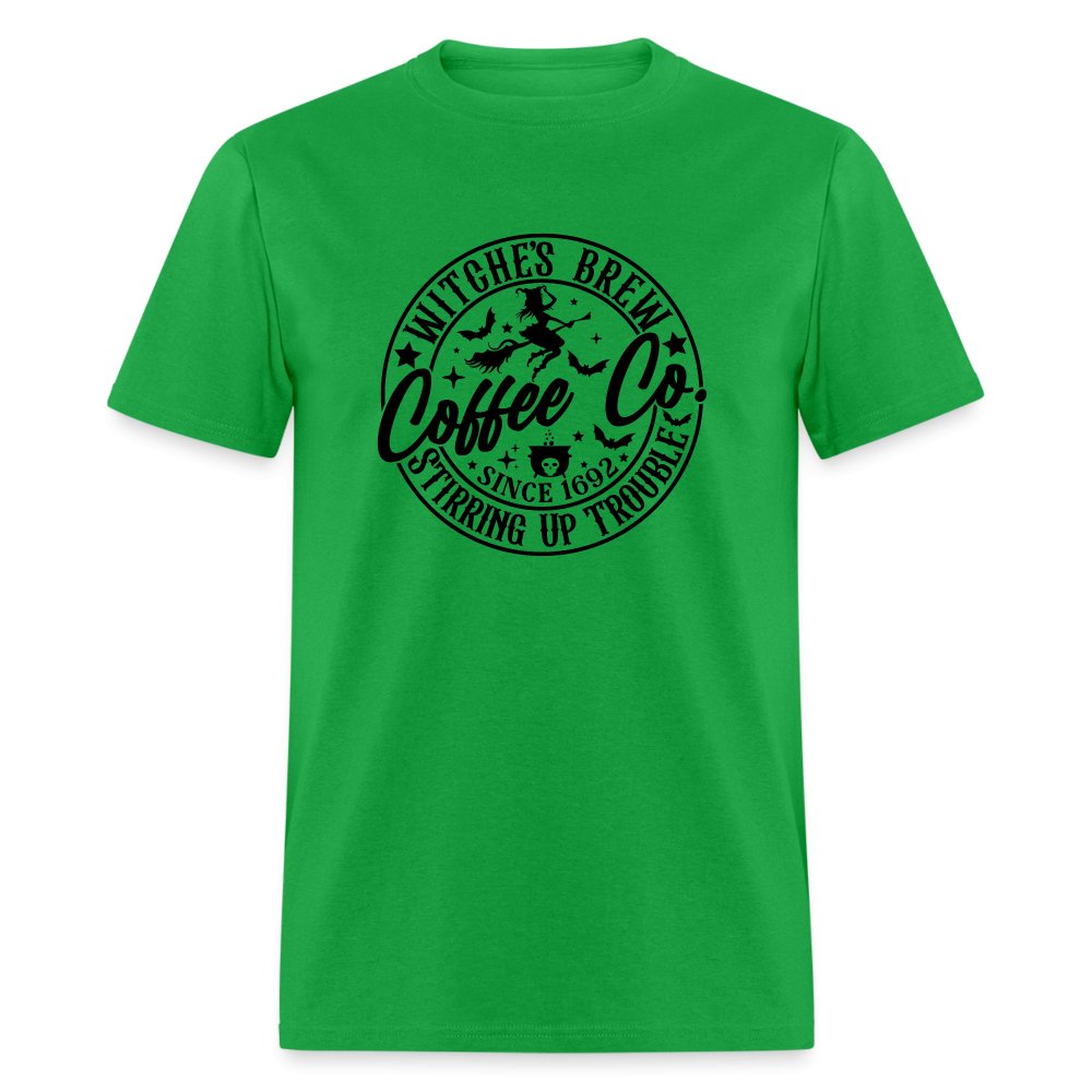 Witches Brew Coffee Co, Stirring Up Trouble Since 1692 T-Shirt - bright green