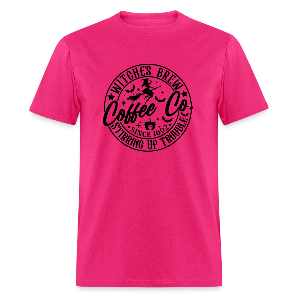 Witches Brew Coffee Co, Stirring Up Trouble Since 1692 T-Shirt - fuchsia