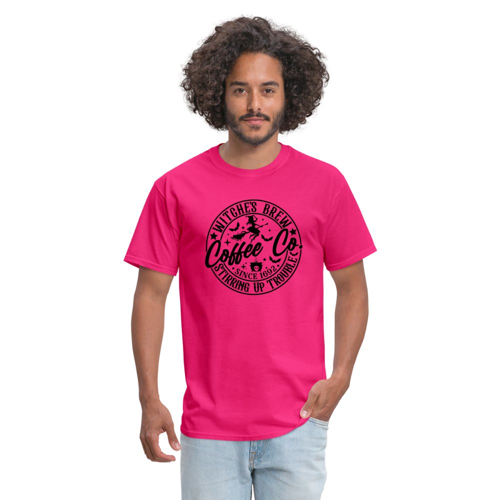 Witches Brew Coffee Co, Stirring Up Trouble Since 1692 T-Shirt - fuchsia