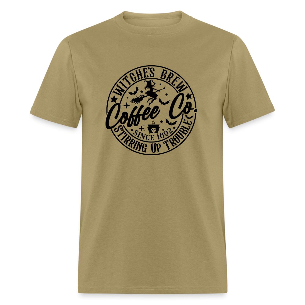 Witches Brew Coffee Co, Stirring Up Trouble Since 1692 T-Shirt - khaki