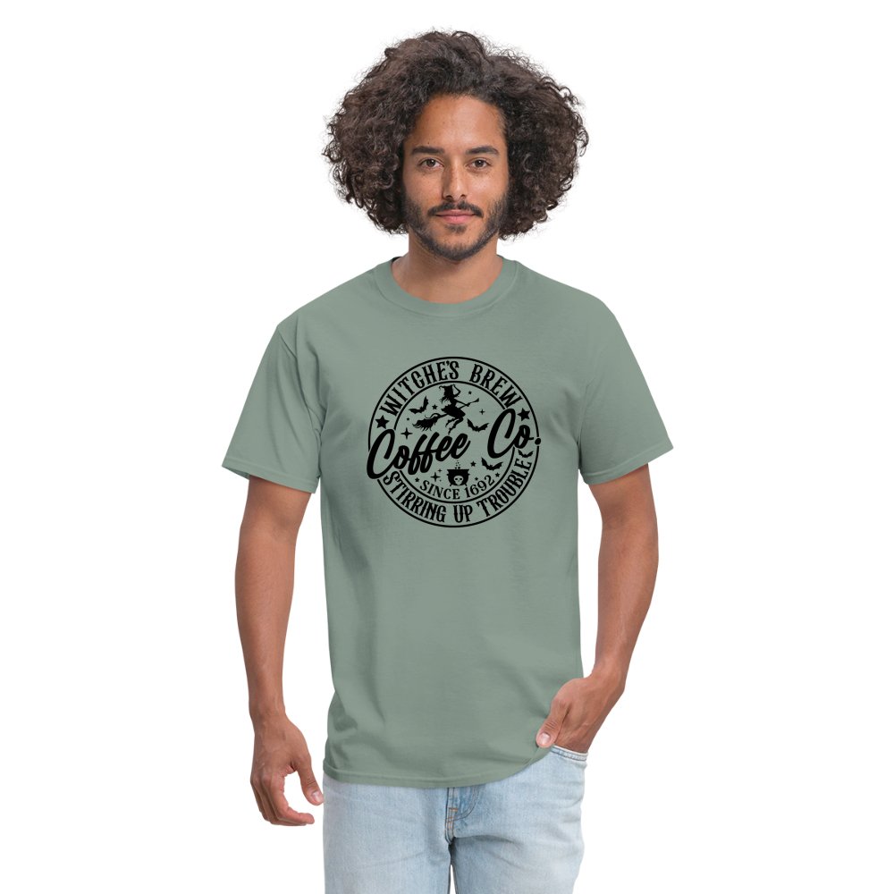 Witches Brew Coffee Co, Stirring Up Trouble Since 1692 T-Shirt - sage