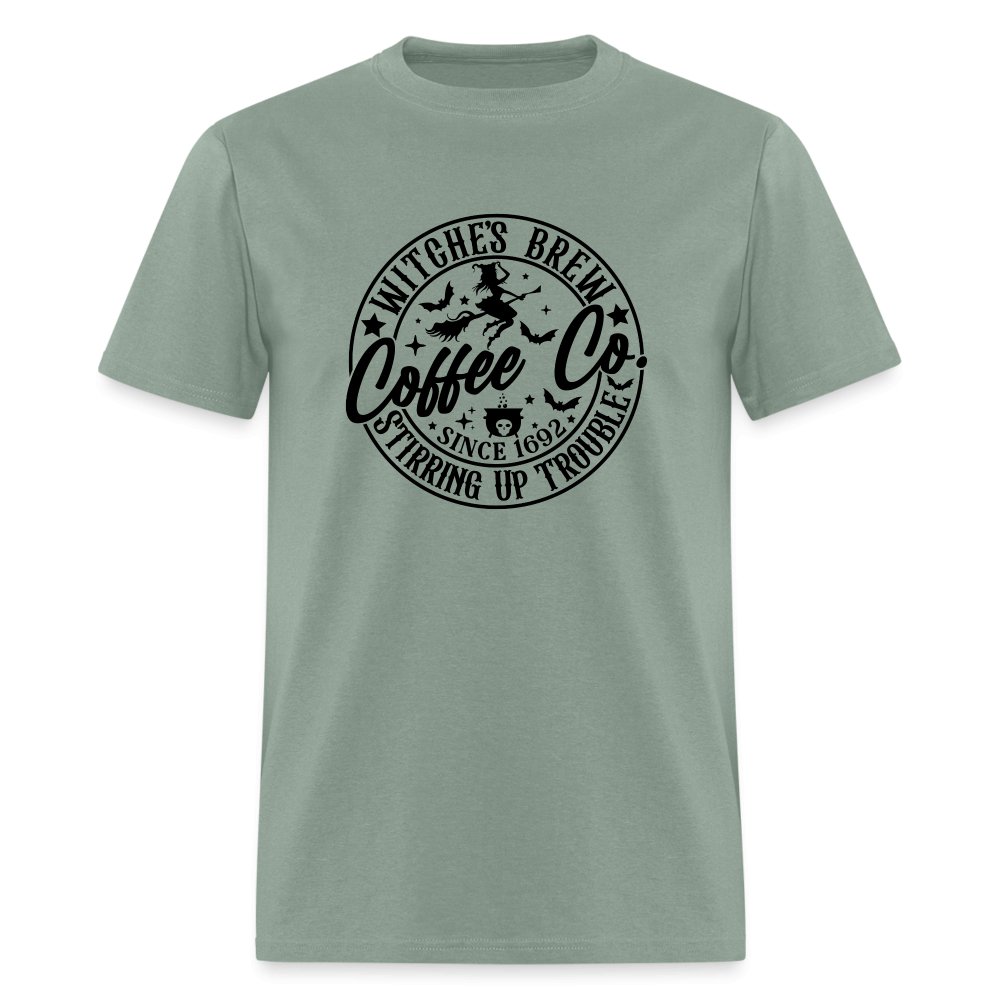 Witches Brew Coffee Co, Stirring Up Trouble Since 1692 T-Shirt - sage