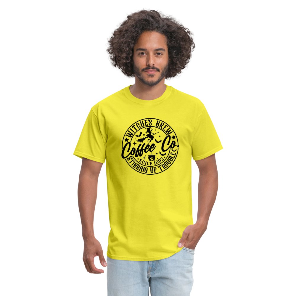 Witches Brew Coffee Co, Stirring Up Trouble Since 1692 T-Shirt - yellow