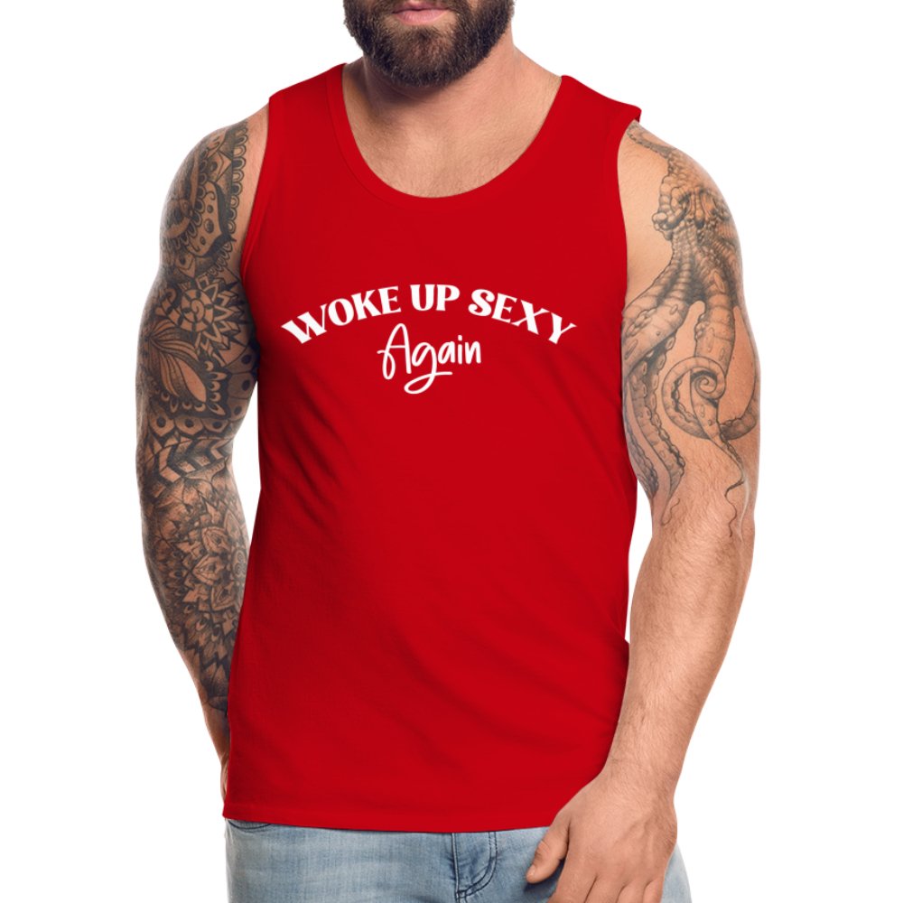 Woke Up Sexy Again Men’s Premium Tank Top - charcoal grey