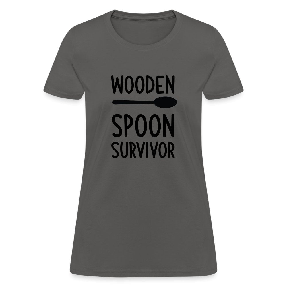 Wooden Spoon Survivor Women's Contoured T-Shirt - charcoal