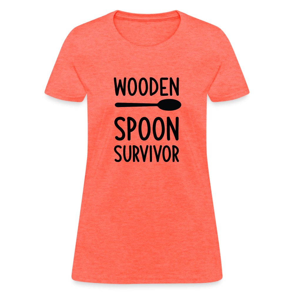 Wooden Spoon Survivor Women's Contoured T-Shirt - heather coral