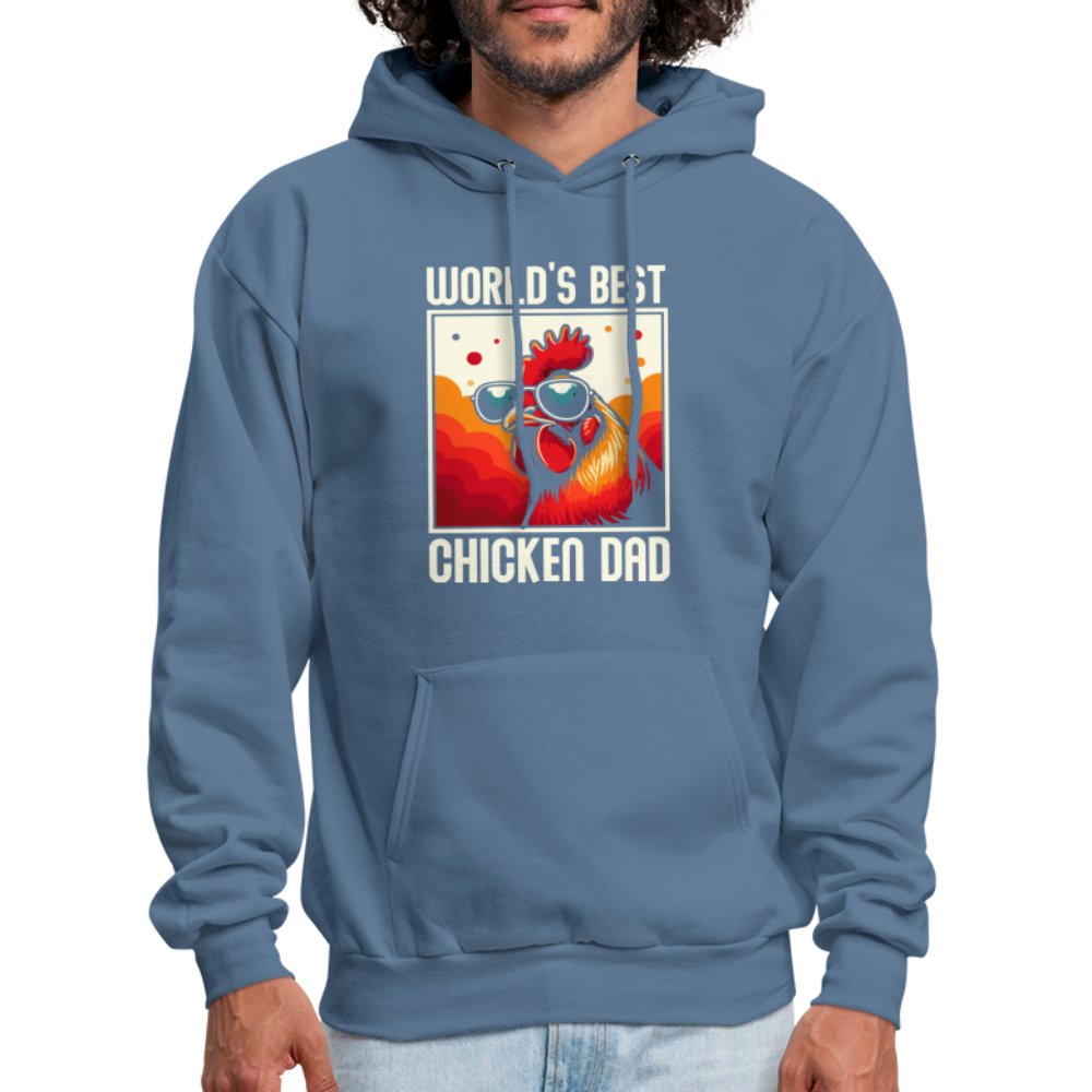 World's Best Chicken Dad Hoodie (Backyard Chickens) - denim blue