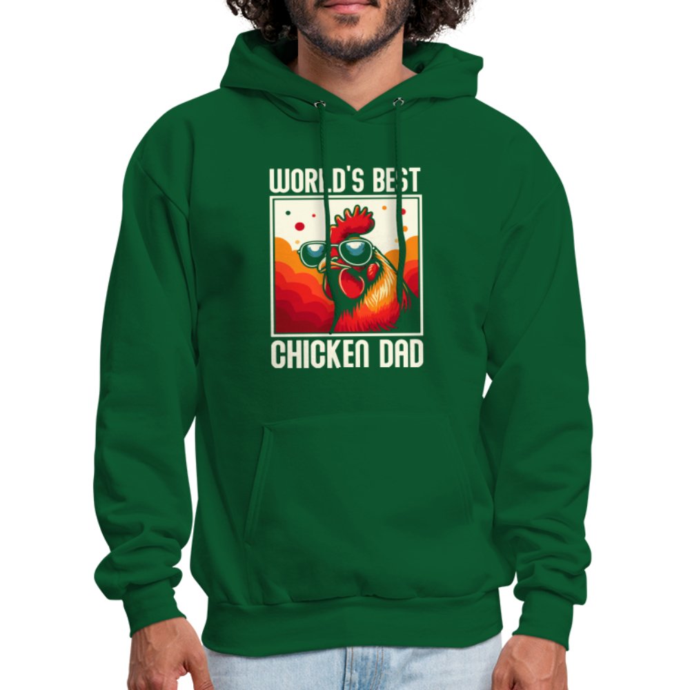 World's Best Chicken Dad Hoodie (Backyard Chickens) - forest green