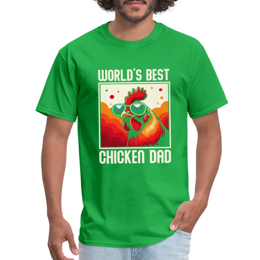 World's Best Chicken Dad T-Shirt (Backyard Chickens) - bright green