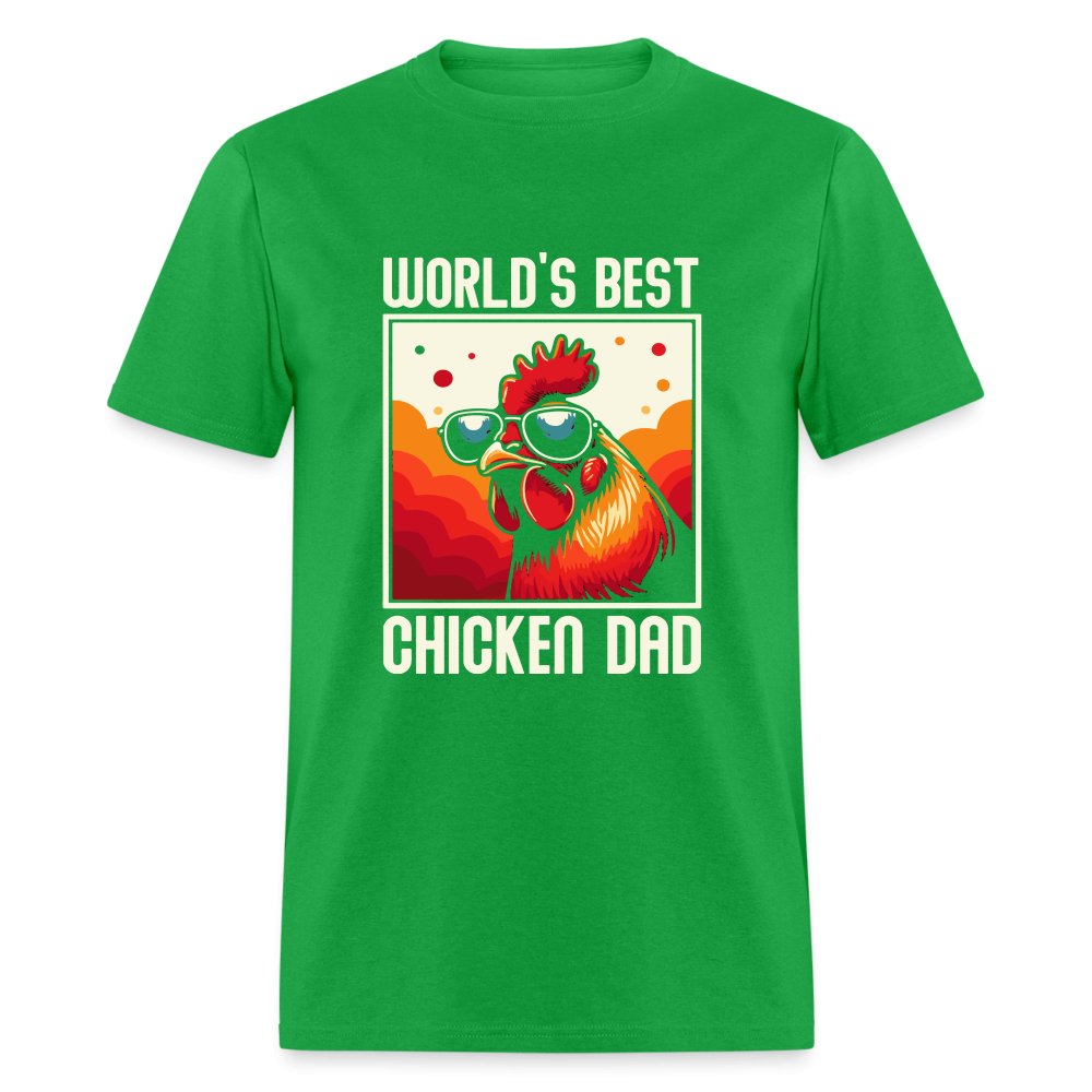 World's Best Chicken Dad T-Shirt (Backyard Chickens) - bright green