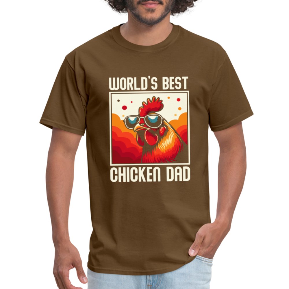 World's Best Chicken Dad T-Shirt (Backyard Chickens) - brown