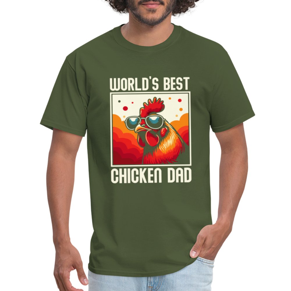 World's Best Chicken Dad T-Shirt (Backyard Chickens) - military green